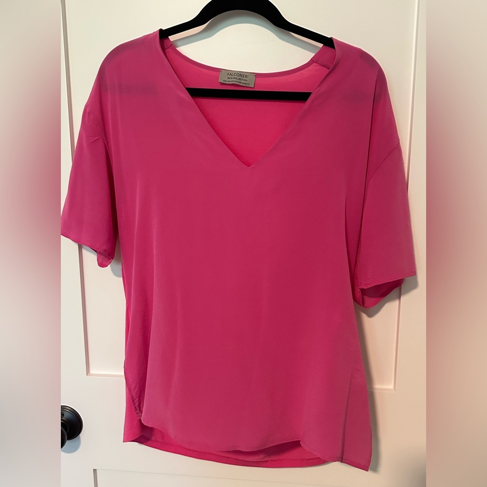 Falconeri (from Italy) Women’s Silk Pink V-Neck Top